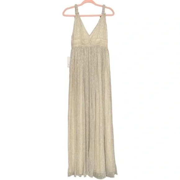 LINI Katherine Metallic Braided Strap Textured Evening Formal Maxi Dress NWT - Picture 6 of 7